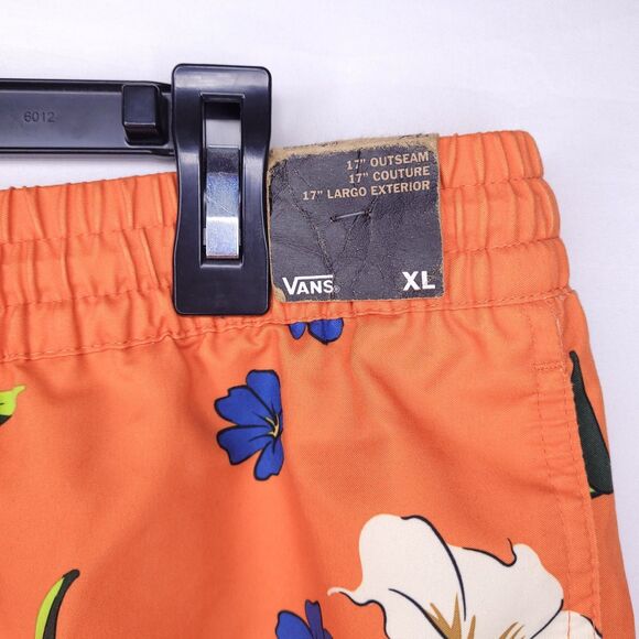 Vans Boardshorts Mens XL Orange Floral Primary Print Elastic NWT - Picture 4 of 6